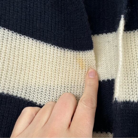 Splendid Cream & Black Cashmere Open Front Cardigan Sweater Womens M Chunky Cozy - Picture 5 of 9